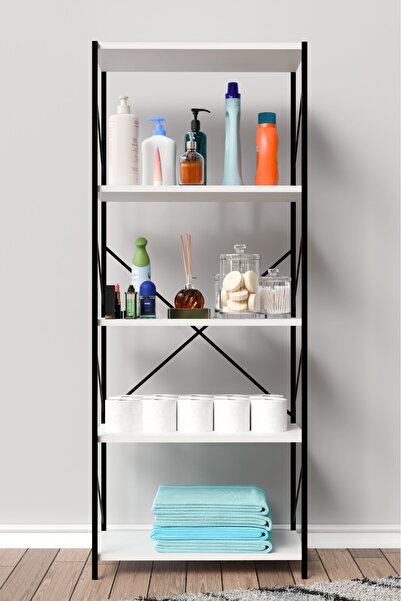 WOODENSA Metal Banyo Mutfak Rafı Malzeme Dolabı 5 Raflı Çok Amaçlı Dolap Raf ...