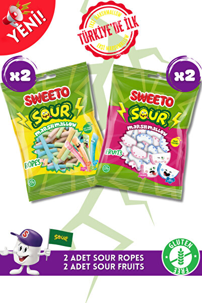 SWEETO Sour Ropes & Fruits Marshmallow 100Gx4