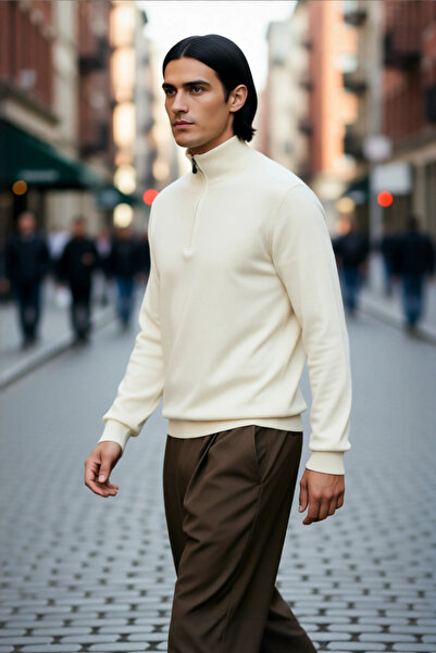 PayBuy Tricotaj pentru bărbați, cu fermoar, cu guler ridicat, pulover, ameste...