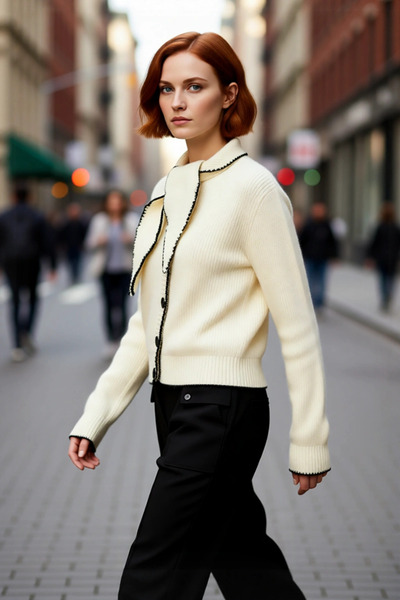 PayBuy Pulover tricotat cu guler eșarfă pentru femei, cu detaliu special în c...