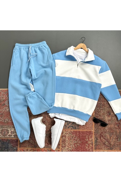 tiggirmoda 3 нитки Преміум тканина Світшот з напівзастібкою Комплект спортивного костюма, 2 предмети