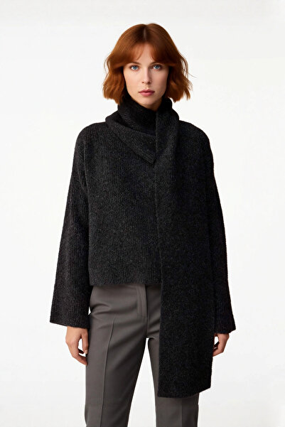 PayBuy Women's Grey Regular Fit Thick Low Sleeve Shawl Collar Crop Knitwear Sweater Ideal for Winter Season Casual Style