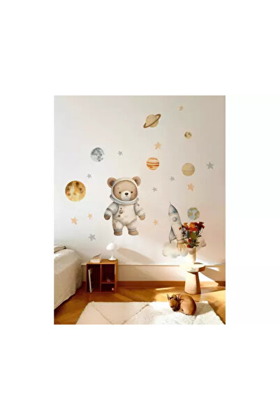 Inovius Wall Sticker Teddy Bear in Space, 88x88cm - 399133