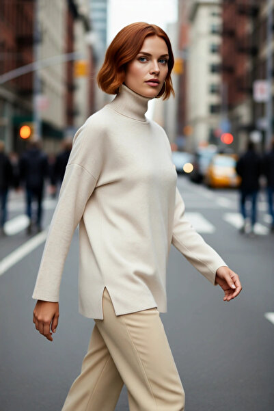 PayBuy Pulover de tricotat din acril cu mâneci joase pentru femei, model de b...