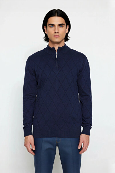 PayBuy Men's Regular Fit Cotton Acrylic Blend Half-Zip Knitwear Sweater Winter Elegance