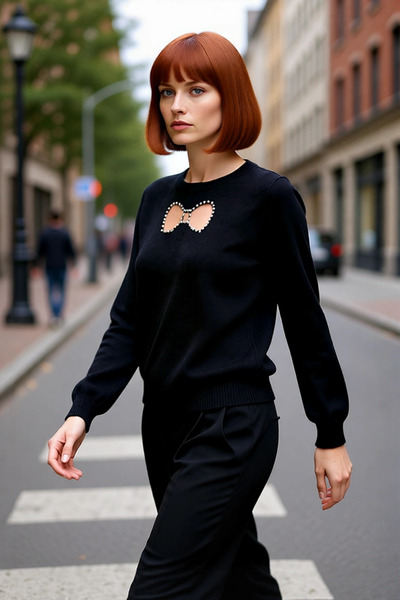 PayBuy Tricotaj pentru femei Pulover cu decolteu rotund Broderie Detaliu perl...