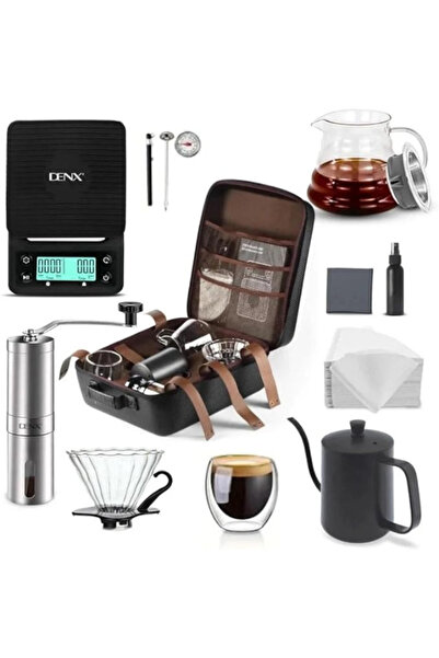 genric مجموعة تحضير القهوة اليدوية الفاخرة ١٢ في ١ مع وعاء زجاجي ومطحنة وكوب - ٦٠٠ مل