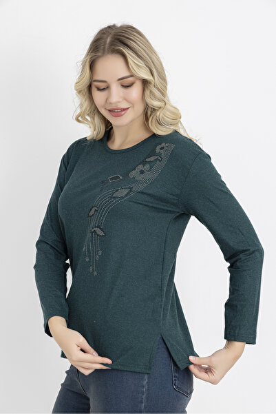 Orly More Shardonlu Winter Viscose Fabric Stone Mini Slit Combed Cotton Blouse