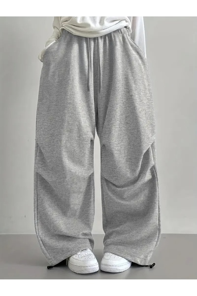 TONFİX LİFE Gri Kadın Bol Paça Eşofman Altı Esnek Rahat Bol Kesim TONFİX