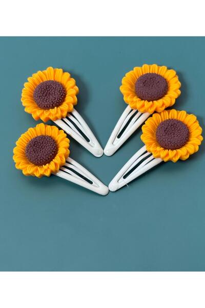 HURİSÖNMEZ Girl's Yellow Günebakan Figured 2-Piece Snap Buckle (1 Pair)