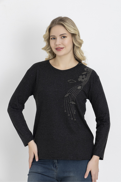 Orly More Μίνι μπλούζα από χτενισμένο βαμβάκι με ραφές από ύφασμα χειμερινής βισκόζης