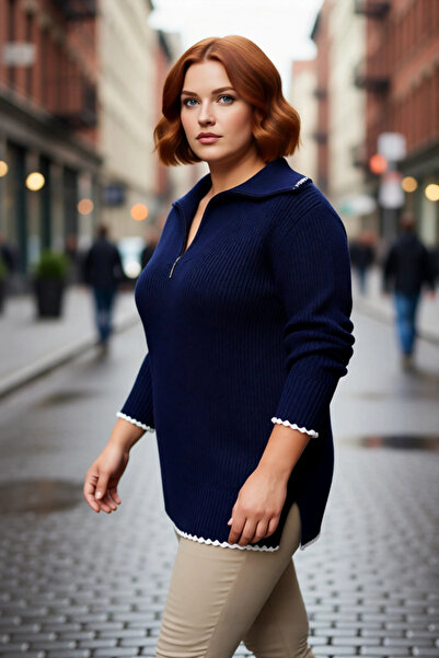 PayBuy Pulover de tricotat Selenik pentru femei, cu fermoar, cu guler înalt, ...