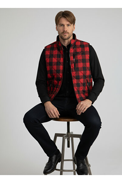 YXC Trend Maker Ανδρικό γιλέκο με καρό σχέδιο, φλις εσωτερικά και εσωτερική τσέπη