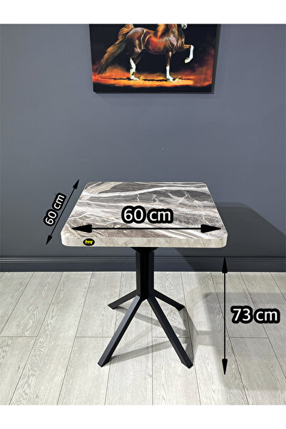 hey modüler mobilya Zeren Kare Kudüm Mutfak Yemek Masası Balkon Masası Siyah Ayak 60 cm