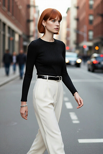 PayBuy Γυναικείο πουλόβερ με μακρυμάνικο λαιμόκοψη, βασικό πλεκτό πουλόβερ, κ...