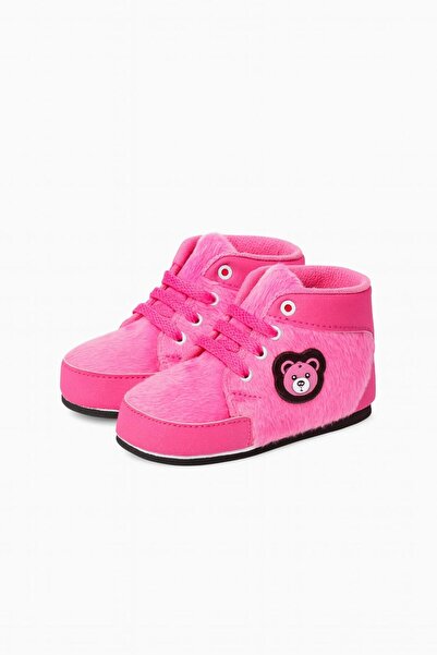 BYS BABY FASHION Kız Bebek Tüylü Kaymaz Taban Patik 0-6 Ay (18 numara) 6-12 Ay (19 Numara) Ev Botu / Panduf