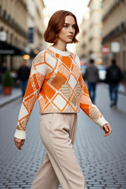 PayBuy Pulover crop pentru femei, oversize, cu model argintiu, cu mâneci joase, cu gât crew, ideal pentru sezonul de iarnă