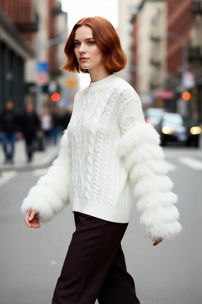 PayBuy Tricotaj pentru femei, oversize, cu model, cu mâneci joase, cu ciucuri...