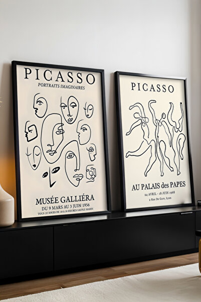 huhuli Ahşap Siyah Çerçeveli 2’li Modern Tablo huhu285