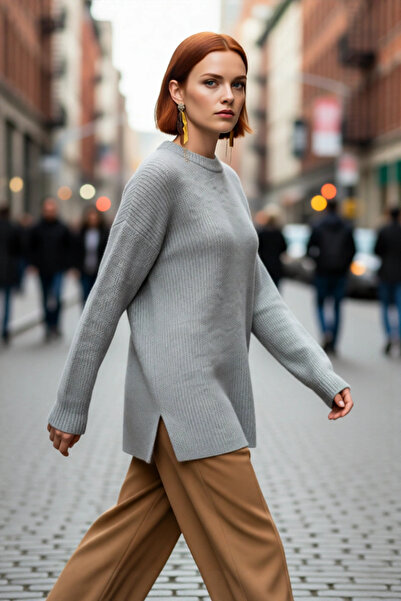 PayBuy سترة نسائية كبيرة الحجم بأكمام منخفضة وياقة دائرية، سترة تريكو أساسية مريحة بأسلوب شتوي، اختيار عالي الجودة