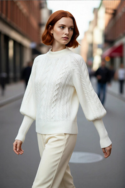 PayBuy Tricotaj pentru femei, cu model de împletitură a părului, cu guler rid...