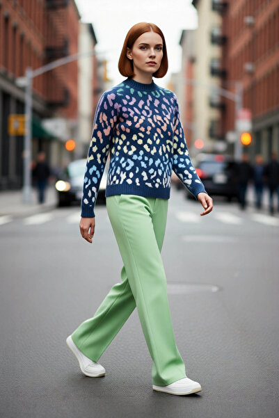 PayBuy Γυναικείο πλεκτό πουλόβερ με μοτίβο ζώων με λαιμόκοψη oversize, μακρυμ...