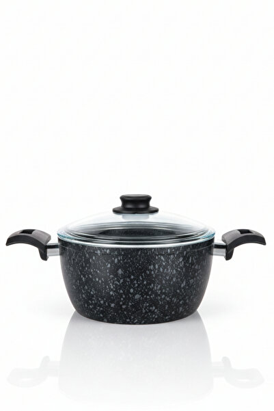 ELDİPA 22 cm Granite Look Cookware | Heat Resistant Handle, Non-Stick and Fireproof Surface