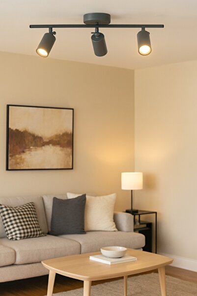 LEGACY Spoti 3'Lü Antrasit Renk (GÜN IŞIĞI) Modern Tasarım Salon - Mutfak - Banyo Spot Ledli Sıralı Avize