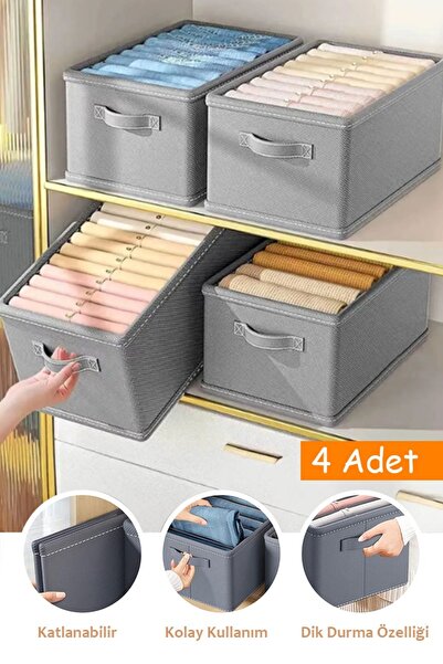 LUXWAY HOME 4’lü Katlanabilir Dolap İçi ve Raf Düzenleyici Set – 45x25x20 cm ...