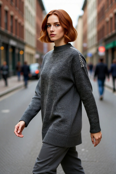 PayBuy Pulover de iarnă, tricot elegant, cu mâneci scurte, cu decolteu, cu de...