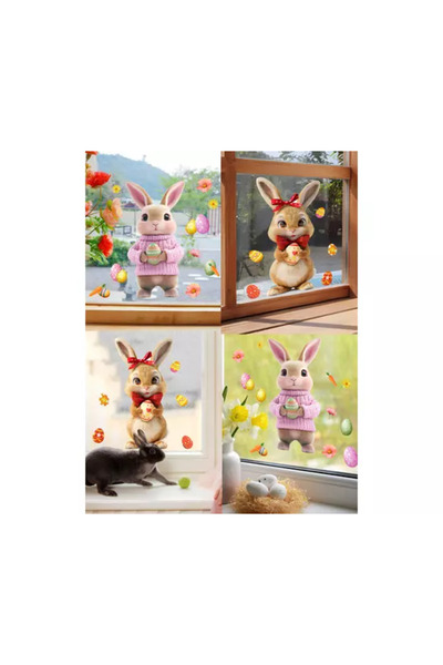 Inovius Set 2 Stickere Perete Autocolant, Iepurasul de Paste, 20x30cm - 47173