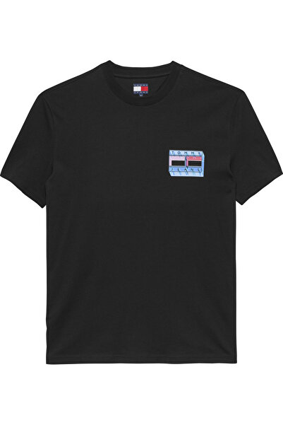 Tommy Hilfiger Černé pánské tričko Tjm Reg Dna Flag Play