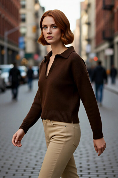 PayBuy Tricotaj cu guler polo supradimensionat pentru femei Pulover Ideal pentru iarna Combinații casual pentru vreme rece