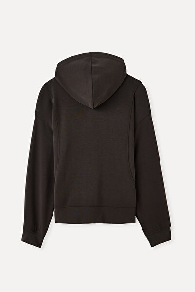 Mudo Modal Mixed Loose Fir Hooded Zippered Sweatshirt