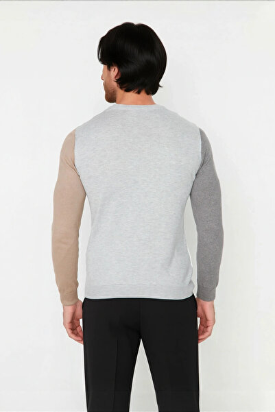 PayBuy Fitted Fit Crew Neck Color Block Long Sleeve Basic Textured Knit Sweater for Men Good Quality