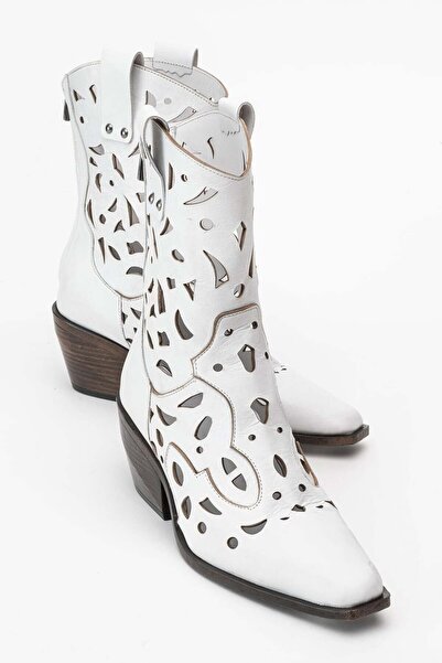 Zeynep Sıradağlı Cizme Western albe din piele naturală pentru femei Heydelin