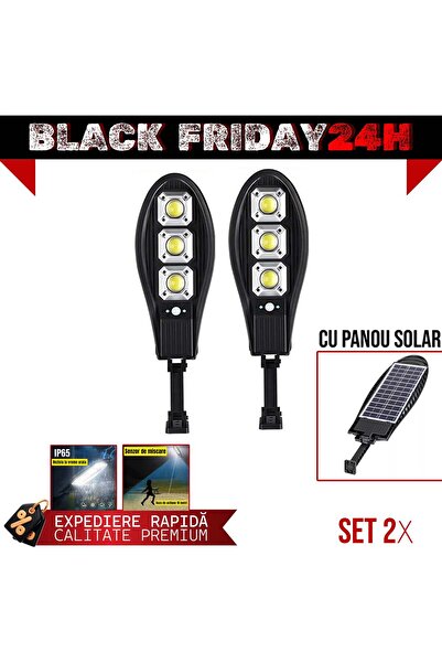 OEM SET 2 x Lampă stradală cu 90 LED-uri, încărcare solară