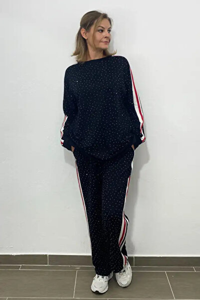 Mia Butik Plus Size Spliced Stone Detailed Eşortman Suit