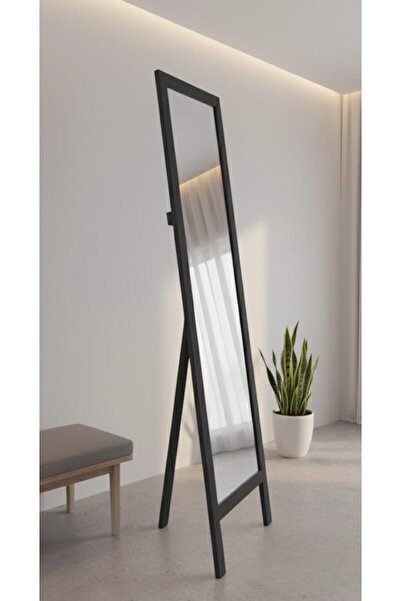 Fitset Siyah Ahşap Ayaklı Boy Aynası 145x40cm