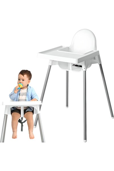 Retoo High Chair, For Babies And Children, With Tray And Seat Belt, White, 90cm x 58cm