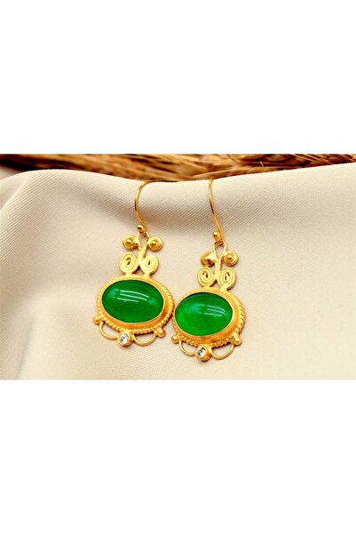 alpsilverart 925 Ayar Gümüş El İşi Otantik Jade Küpe – Kadınlar İçin Özel Tasarım