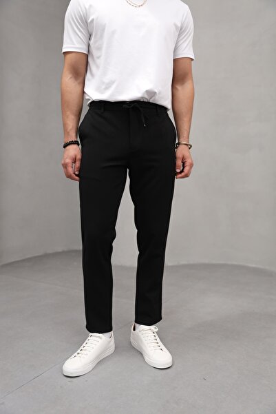 Genel Markalar Erkek Fit İp Detaylı Kumaş Pantolon