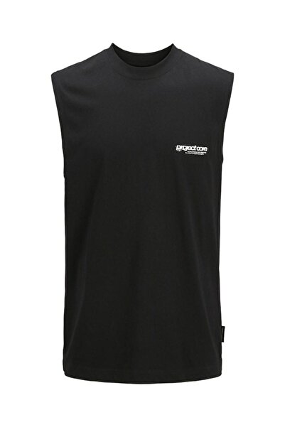 Jack & Jones Men's Black Jcounion Print Tank Top Sn T-Shirt 12273446-Black