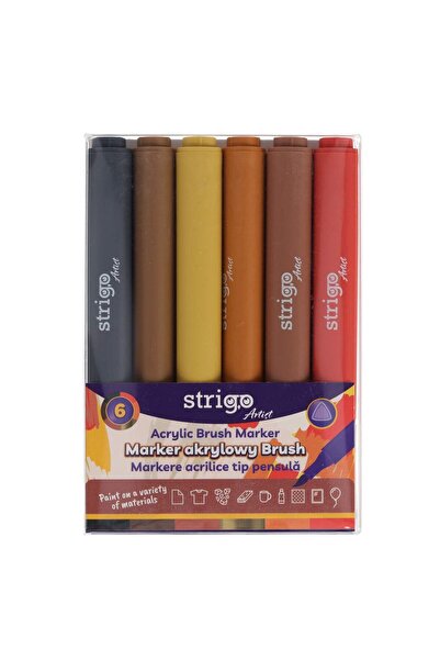 Strigo Acrylic brush markers, 6 colors SSC433
