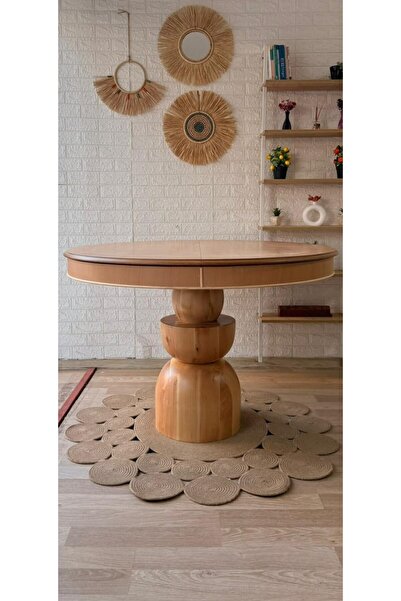 silla Concept Boğum Ayaklı Masa Ahşap Yuvarlak Naturel Renkli Açılır Masa (ÇA...