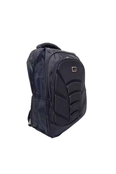 isag School bag, travel backpack, triple compartment with 3D effect, black,