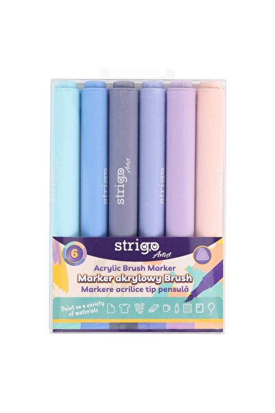 Strigo Acrylic brush markers, 6 colors SSC431