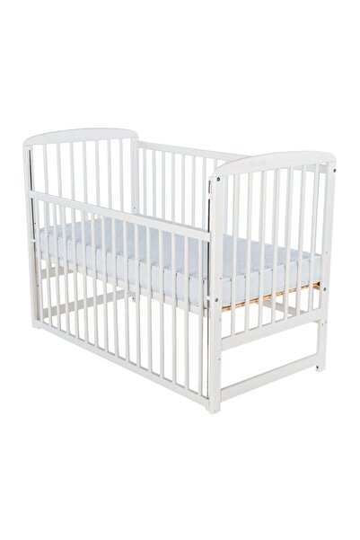 Babyneeds Patut din lemn bebe, 120x60 cm, Cu laterala culisanta, Din lemn de pin, Alb, Babyneeds, Ola
