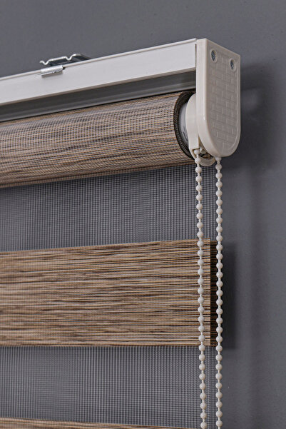 Kozastor Bambu Zebra Stor Perde – Açık Kahve 03