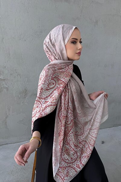 Byedauzunlar Şal din mătase modal boemă Burgundy&Powder Hare